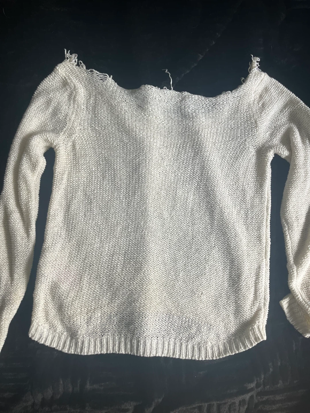 White ONLY distressed knit sweater - photo 2