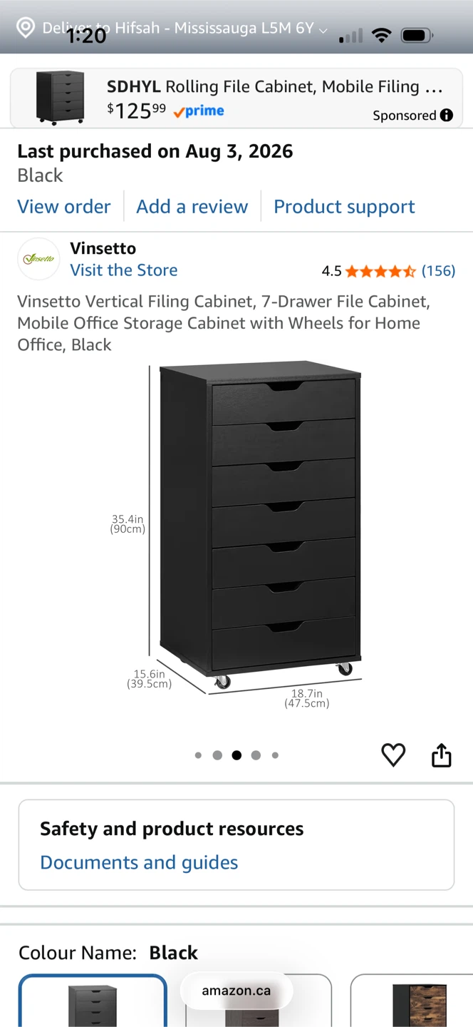 Vinsetto 7-Drawer Mobile File Cabinet Black only one week used - photo 3