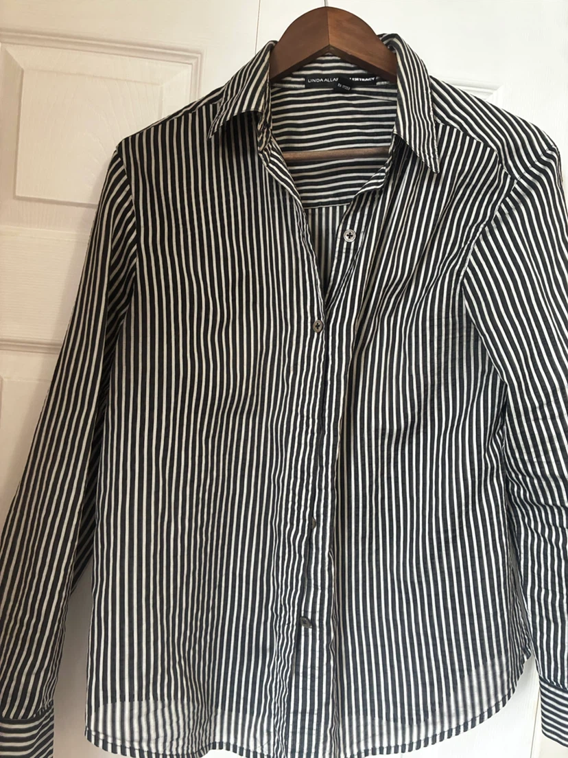 Linda Allard Ellen Tracy Striped Button-Up Shirt Size 12