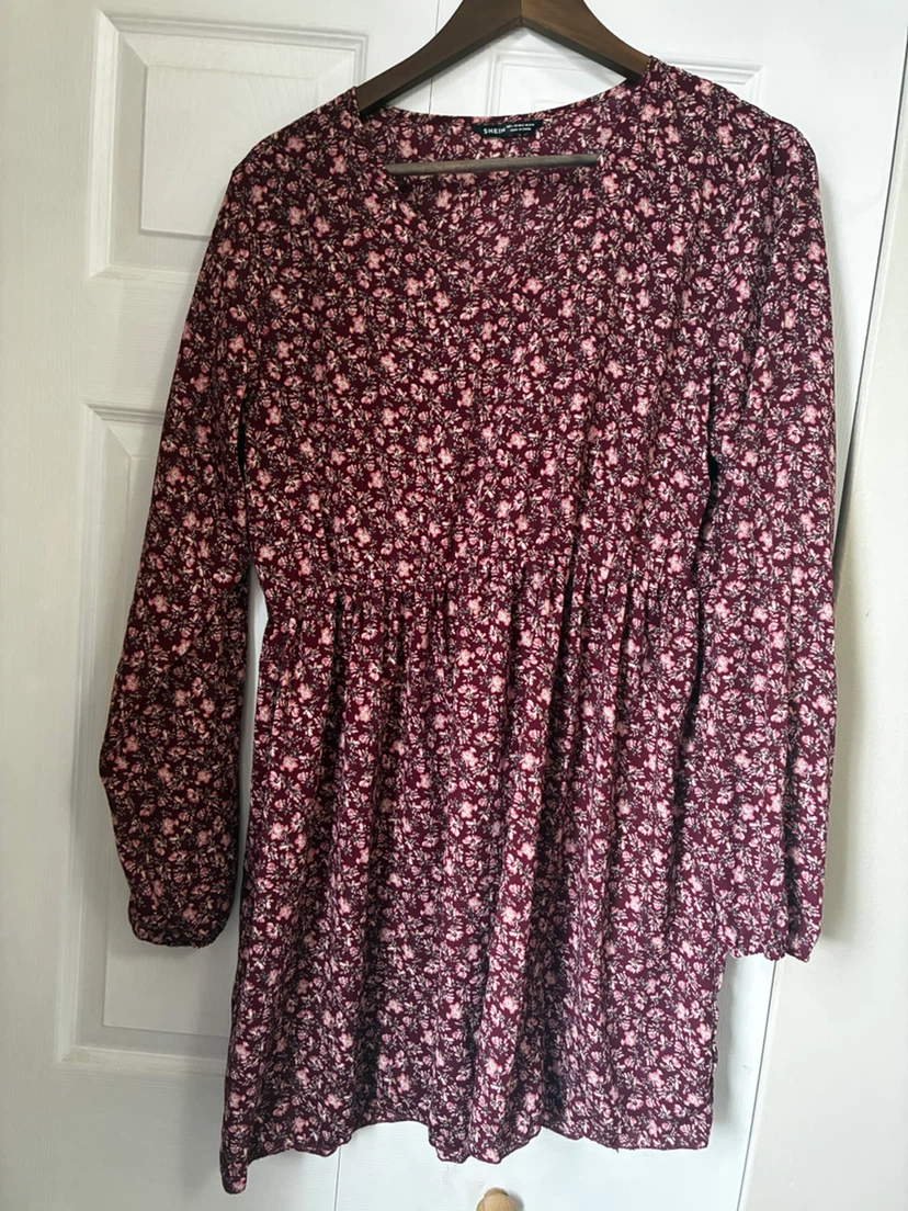 SHEIN Floral Long Sleeve Mini Dress