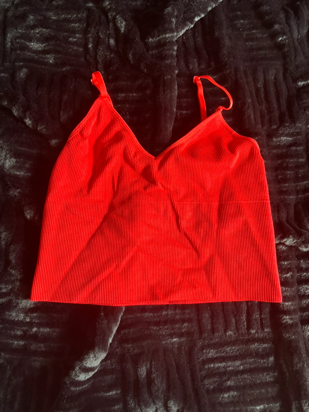 Red ribbed camisole top
