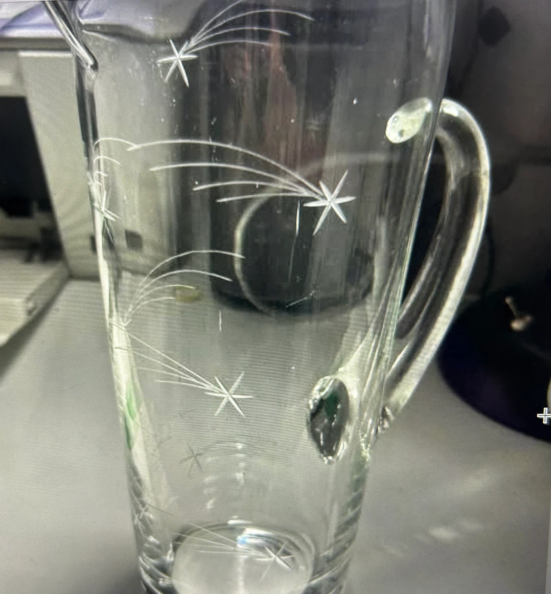 Retro Barware! MCM atomic etched starburst cocktail pitcher
