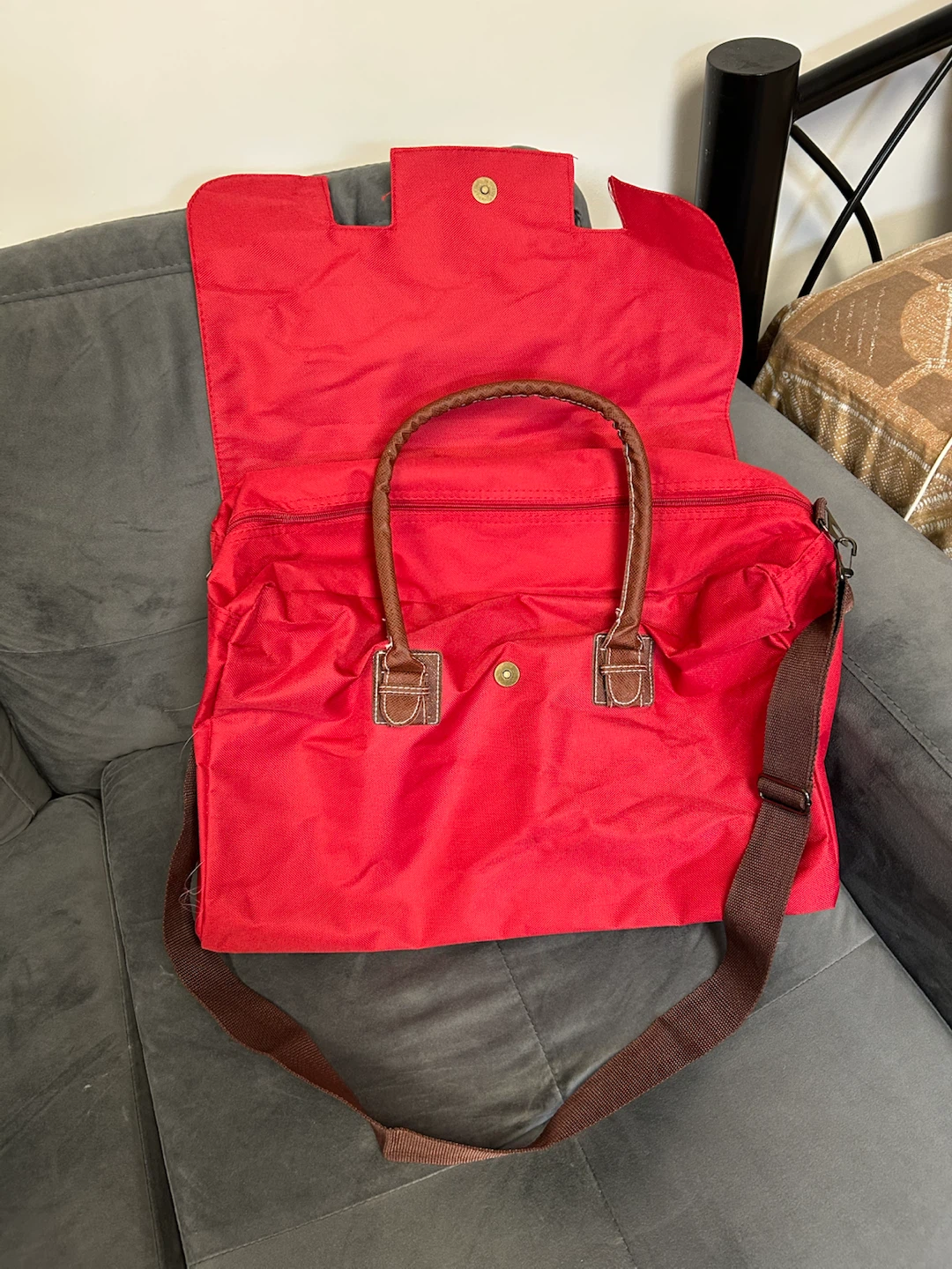 Red Bag with Handles and Shoulder Strap - photo 2