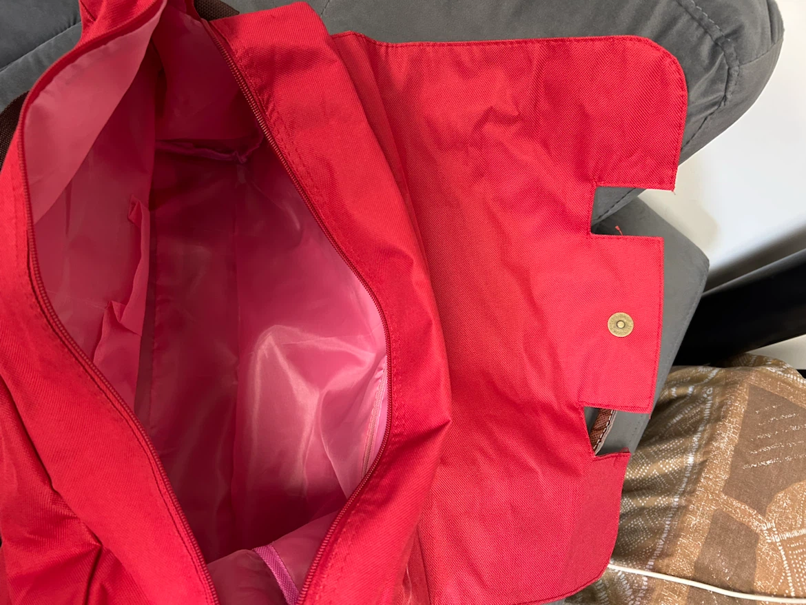 Red Bag with Handles and Shoulder Strap - photo 3