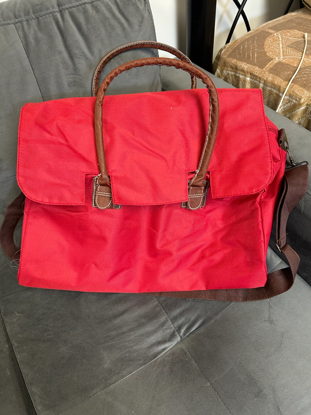Red Bag with Handles and Shoulder Strap - photo 5