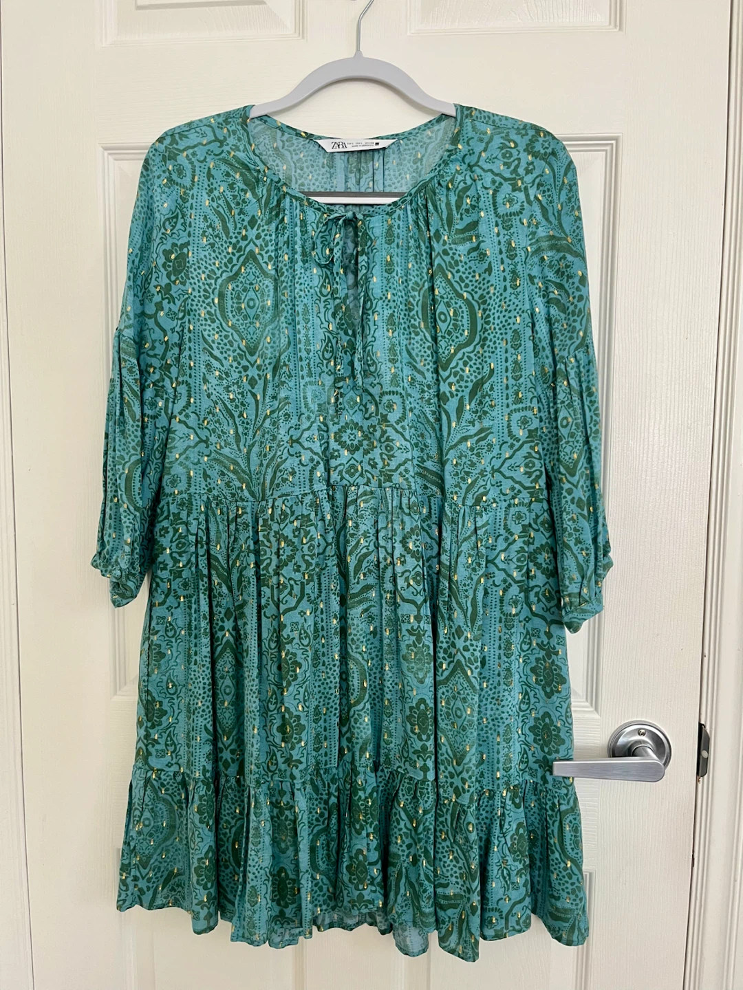 Zara Teal Paisley Dress Large