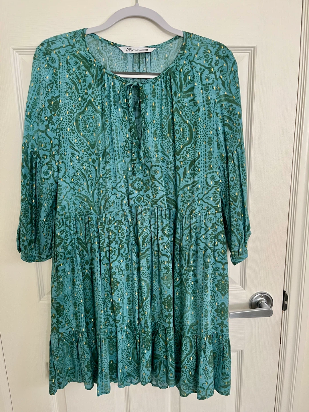 Zara Teal Paisley Dress Large - photo 3