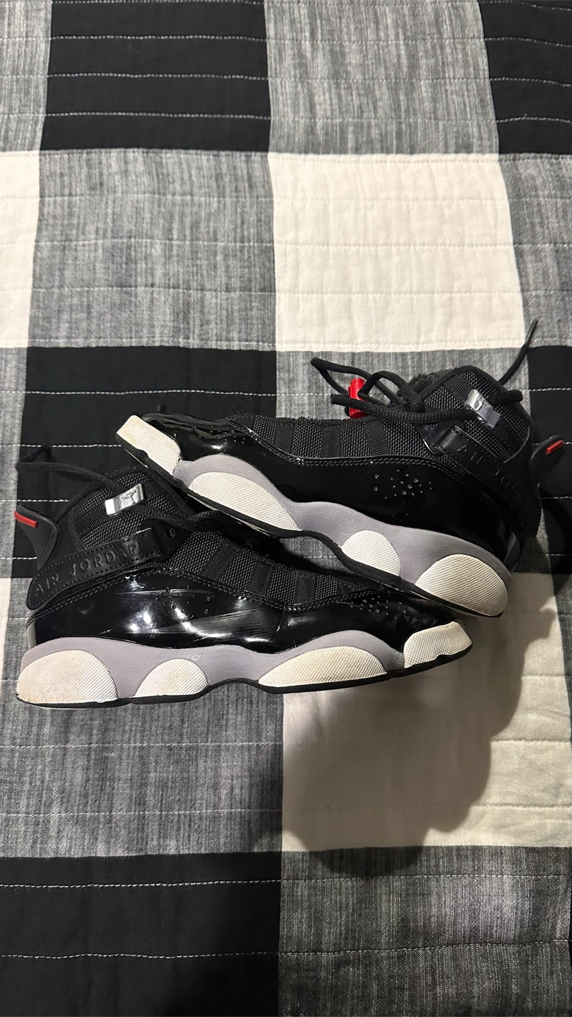 Air Jordan 6 Rings Black Red Toddler Shoes