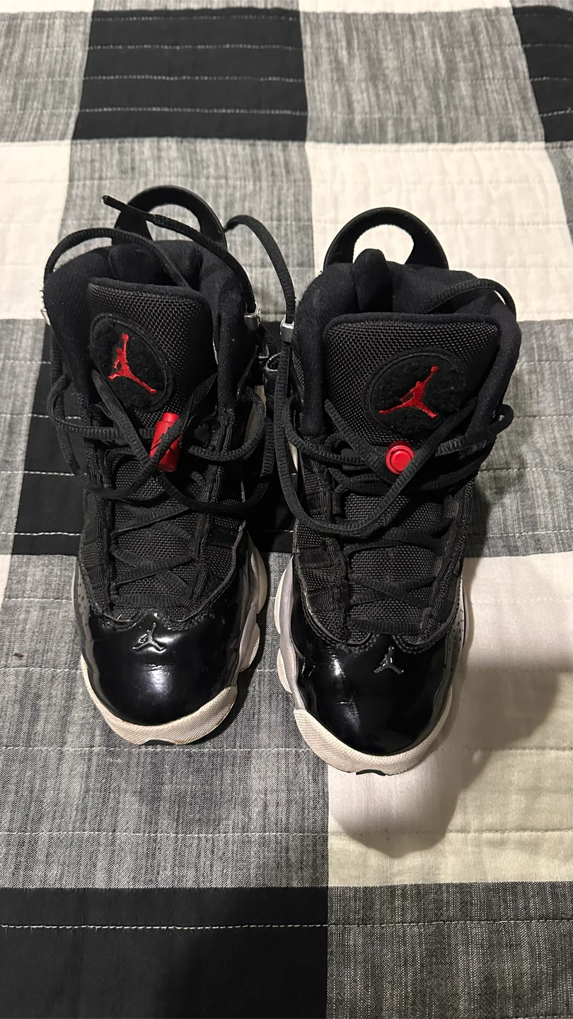 Air Jordan 6 Rings Black Red Toddler Shoes - photo 2