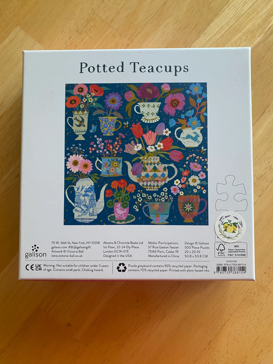 NEW Potted Teacups 500 Piece Foil Puzzle - photo 2