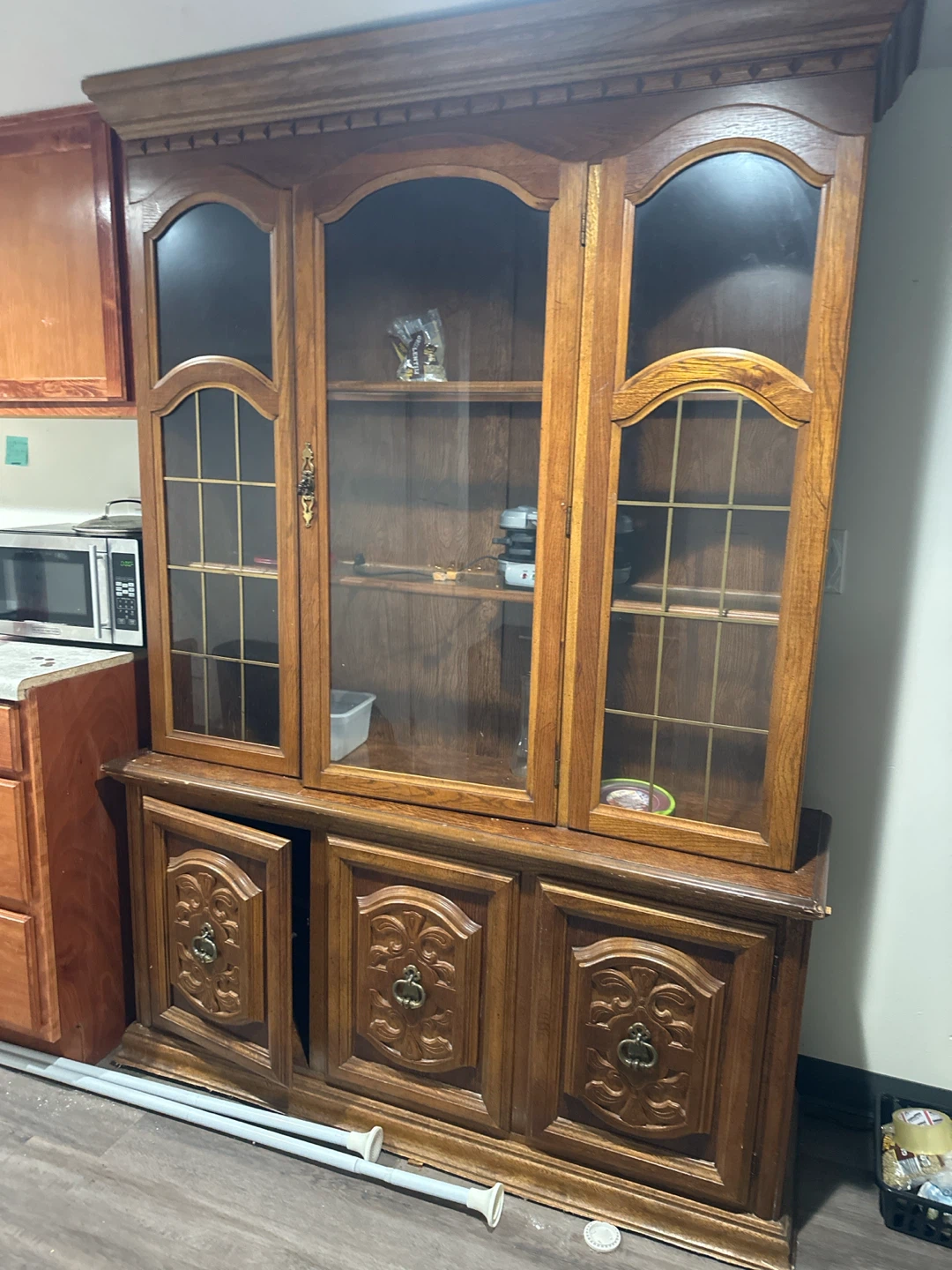 Wooden China Cabinet with Glass Doors