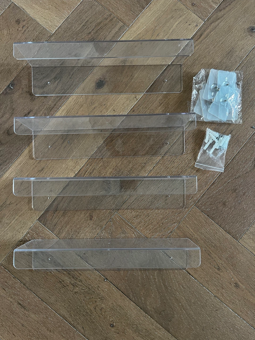 4 Pack Clear Acrylic Wall Shelves - 15 Inch