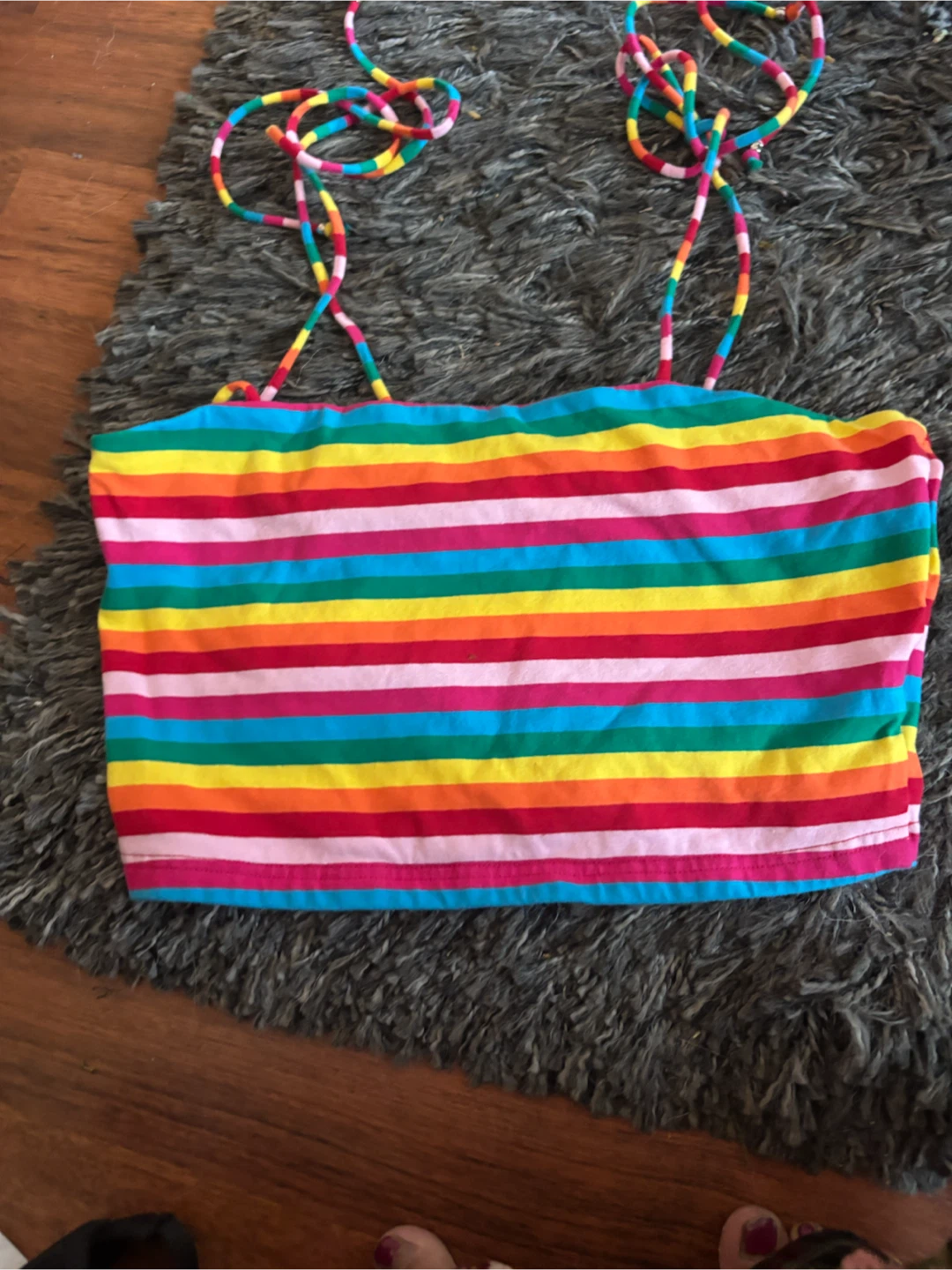 Rainbow Stripe Tube Top with Tie Straps. Size M/L - photo 2