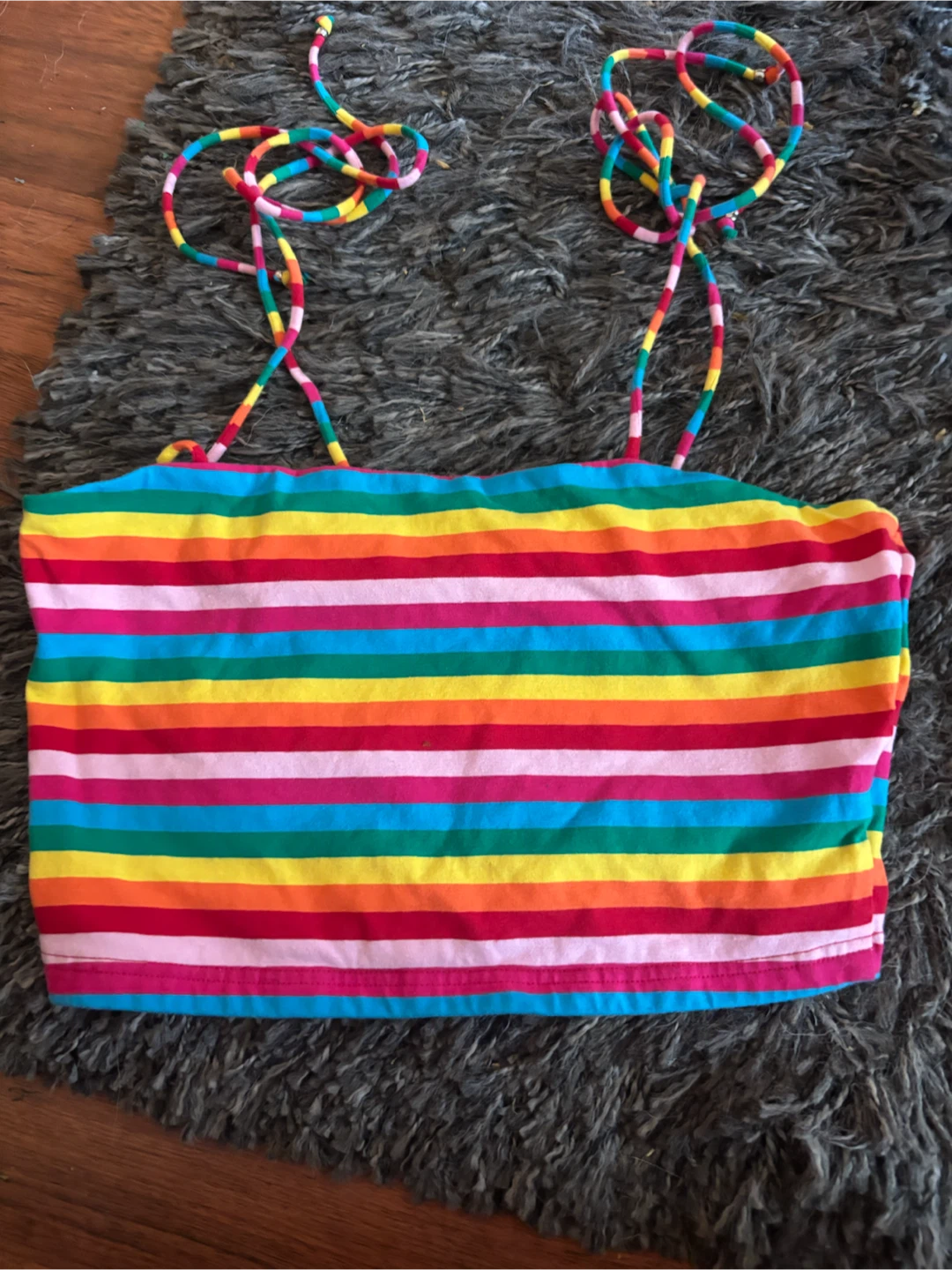 Rainbow Stripe Tube Top with Tie Straps. Size M/L - photo 3
