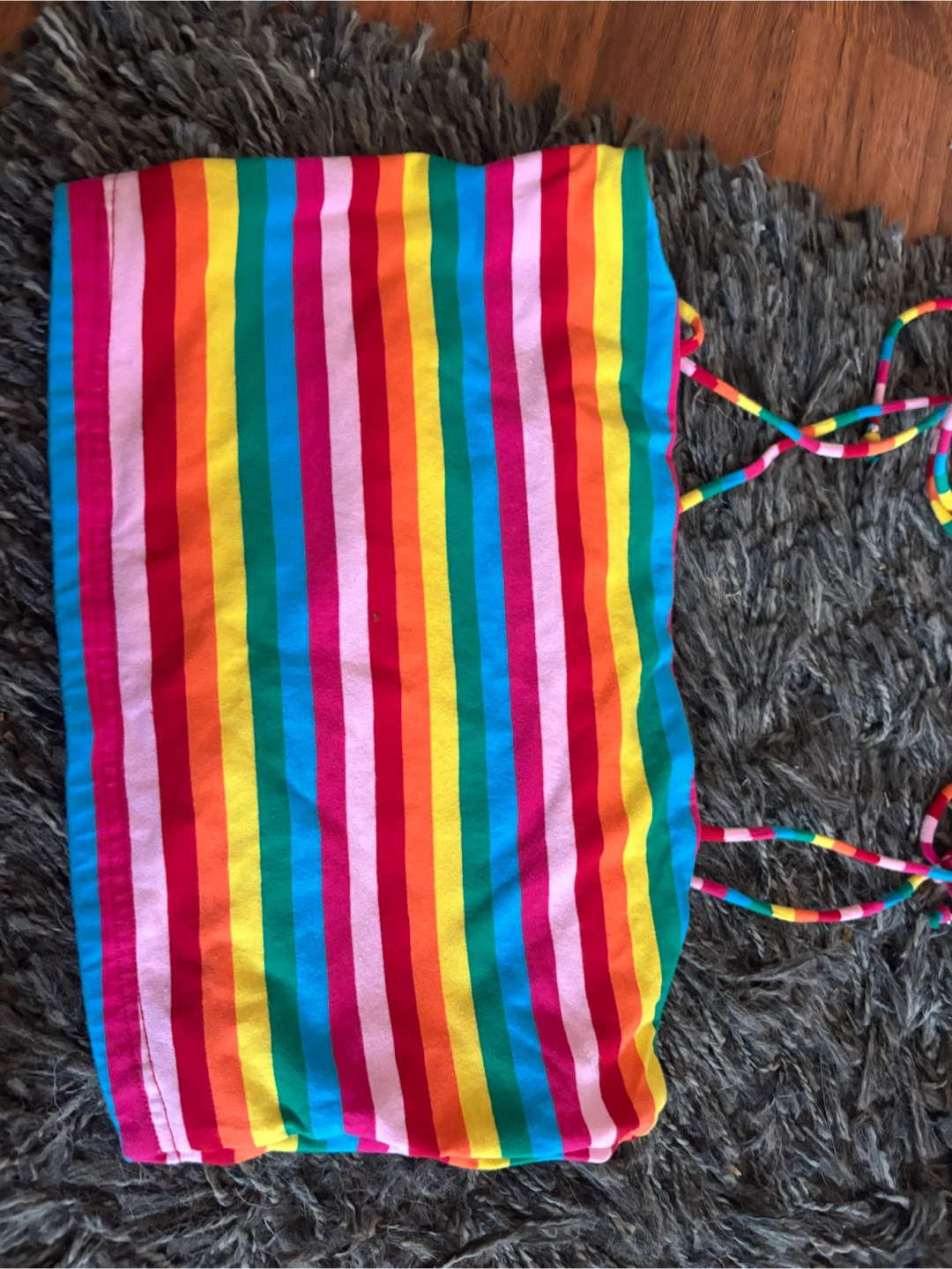 Rainbow Stripe Tube Top with Tie Straps. Size M/L - photo 4