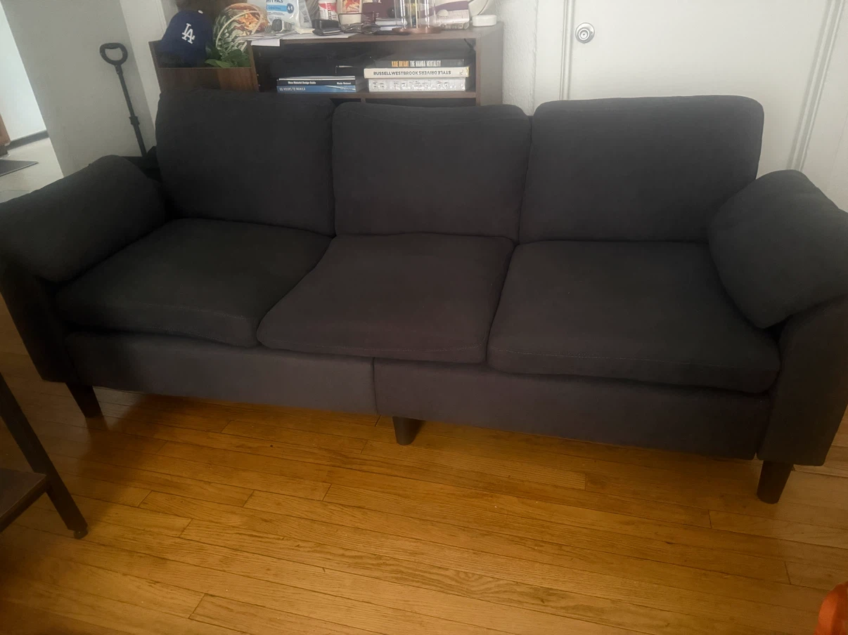 Dark Gray 3-Seater Sofa with Ottoman - photo 2