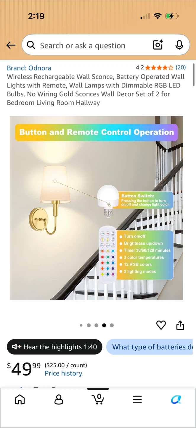 Wireless Rechargeable Wall Sconce Set of 2 - photo 5