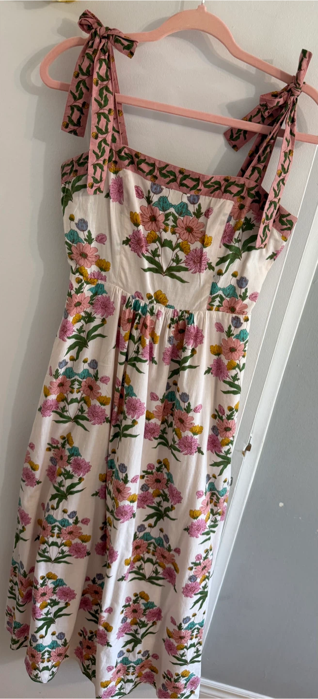Patrons of Peace Floral Dress with Tie Shoulders