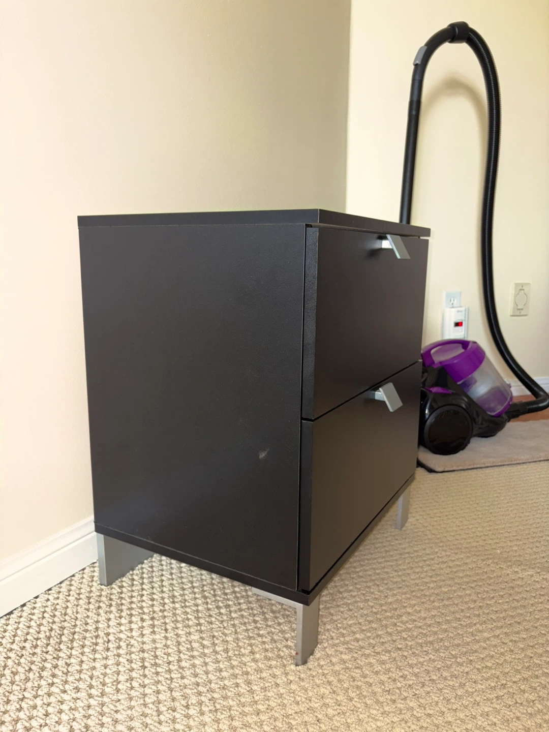 Black Nightstand w/ 2 Drawers - photo 2