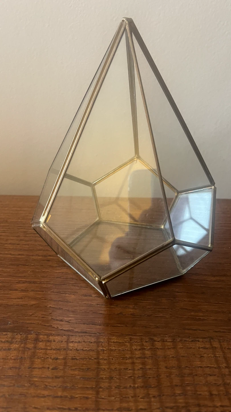 Clear Glass and Brass Geometric Teardrop Shaped Terrarium - photo 2