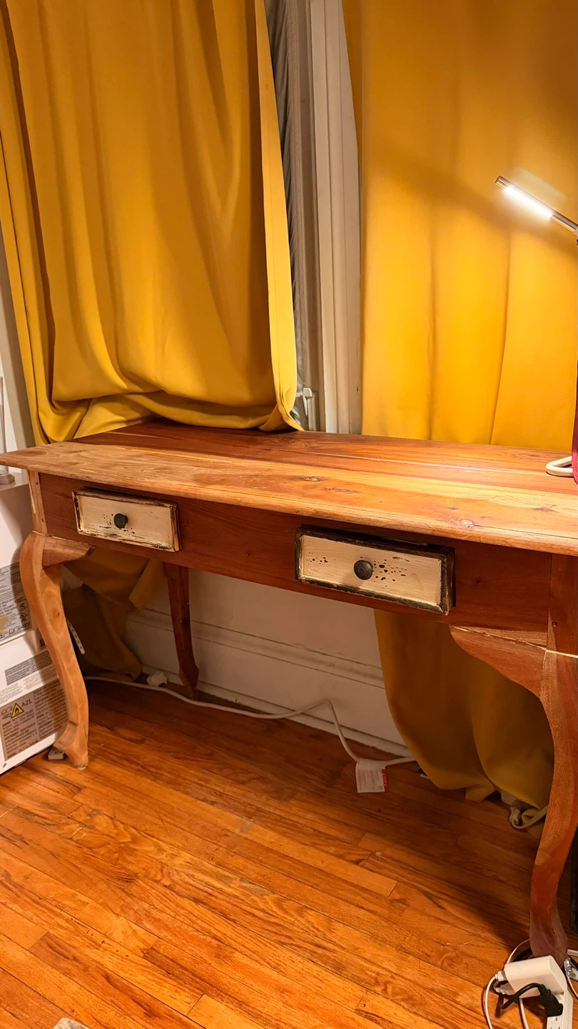 1960s Vintage Wooden writing desk with two drawers - photo 2
