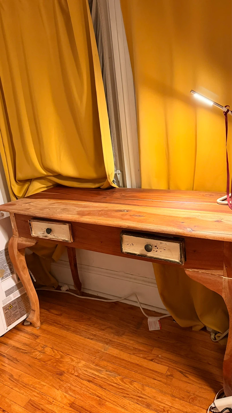 1960s Vintage Wooden writing desk with two drawers - photo 3