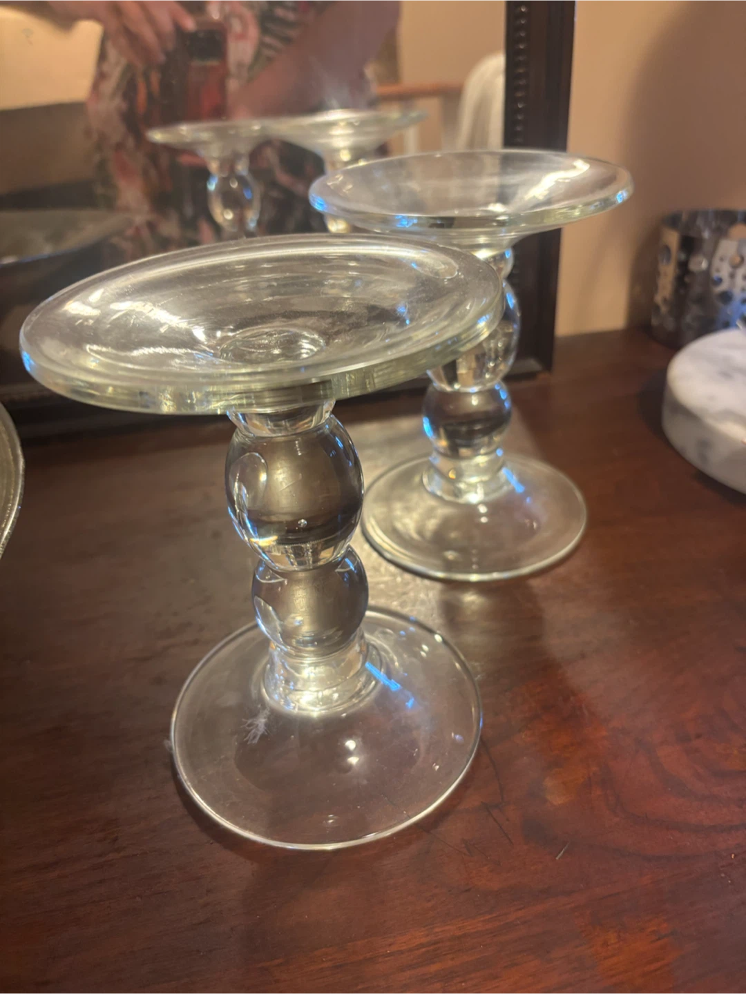 Glass Pillar Candle Holders - Set of 2 - photo 2