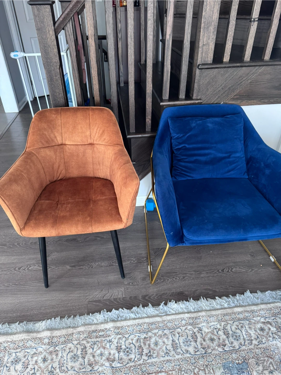 Accent Chair - Brown and blue Velvet