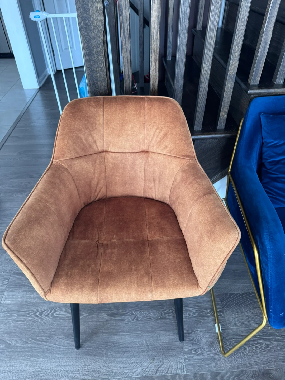 Accent Chair - Brown and blue Velvet - photo 2