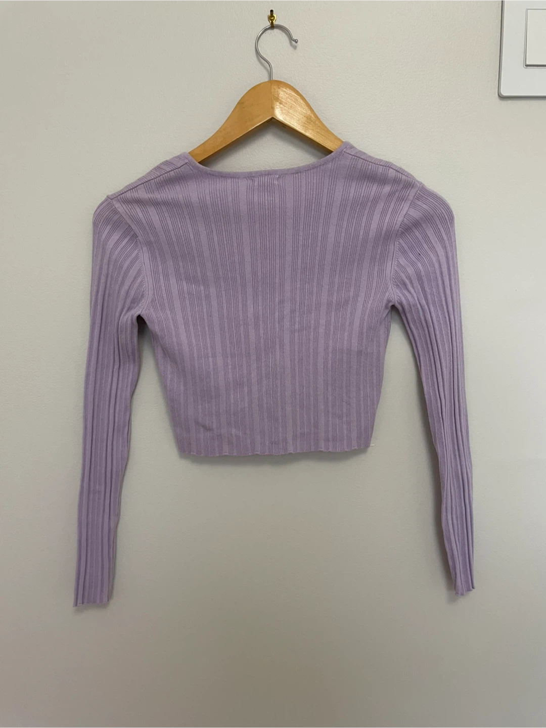 GARAGE | XS Lavender Ribbed Cropped Cardigan - photo 2
