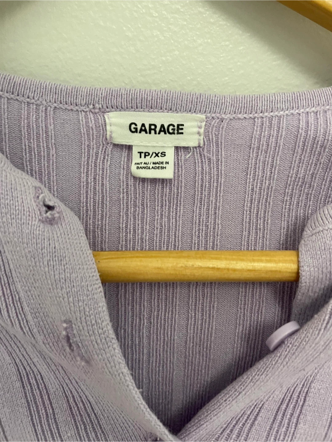 GARAGE | XS Lavender Ribbed Cropped Cardigan - photo 3