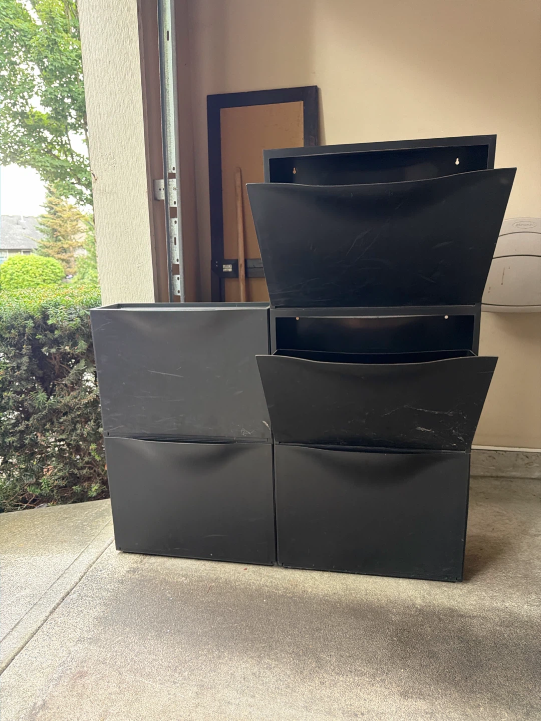 Set of 5 Black Storage Cubes with Flip Doors