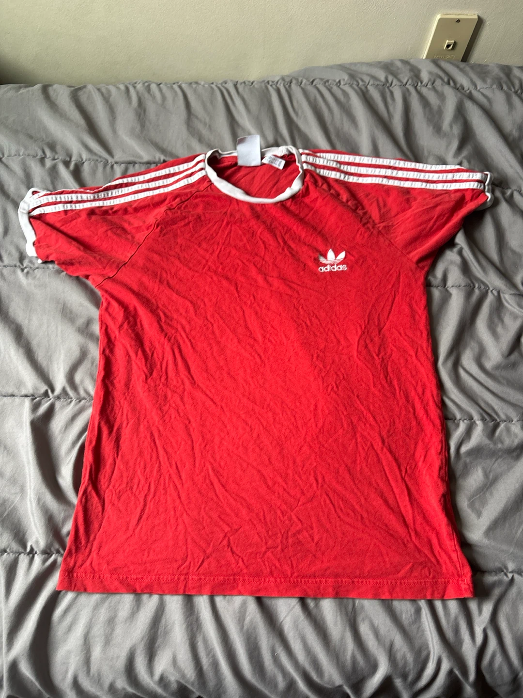 Adidas Red 3-Stripes T-Shirt Large