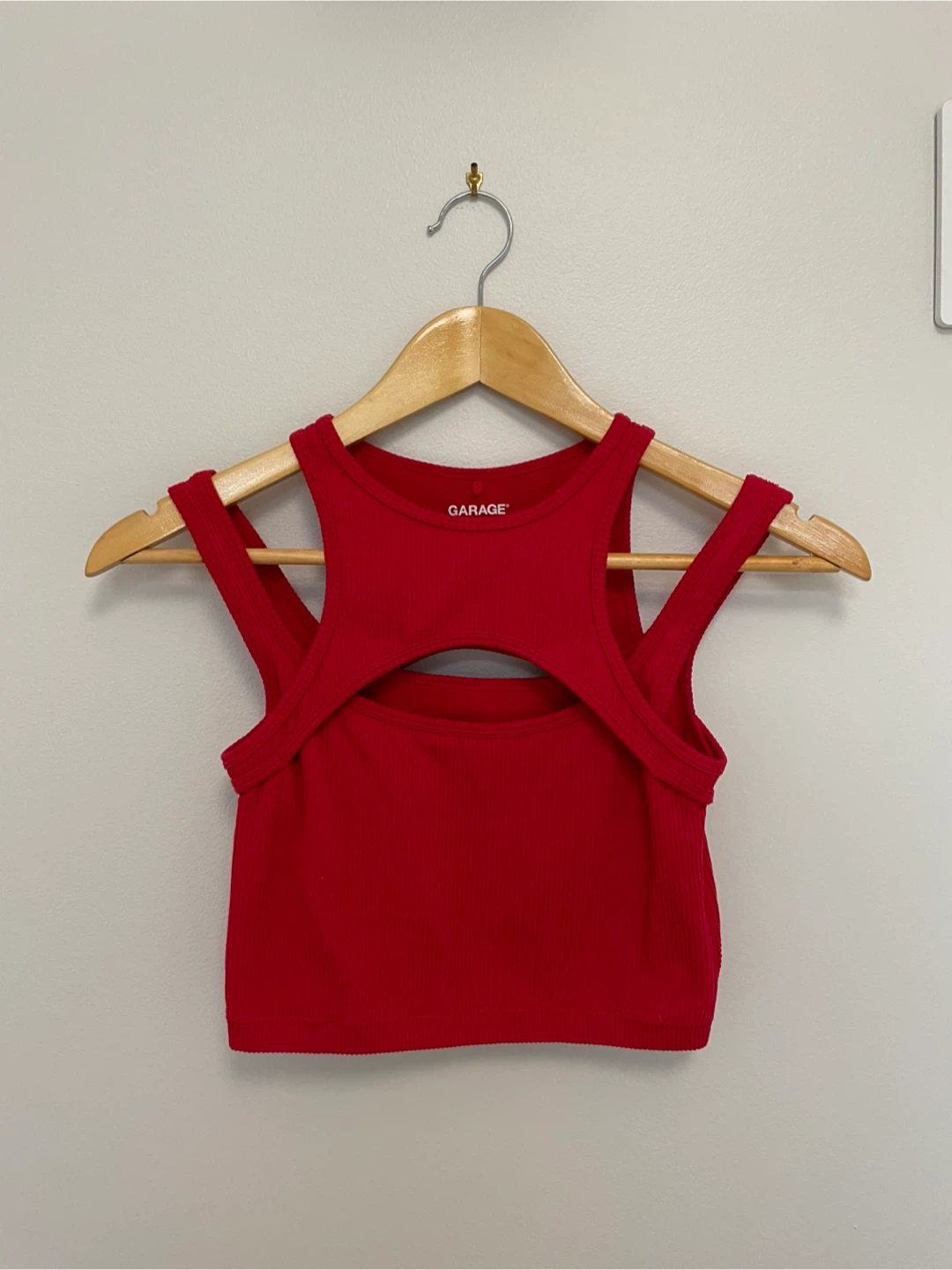 GARAGE | XS Red Layered Cutout Ribbed Crop Top
