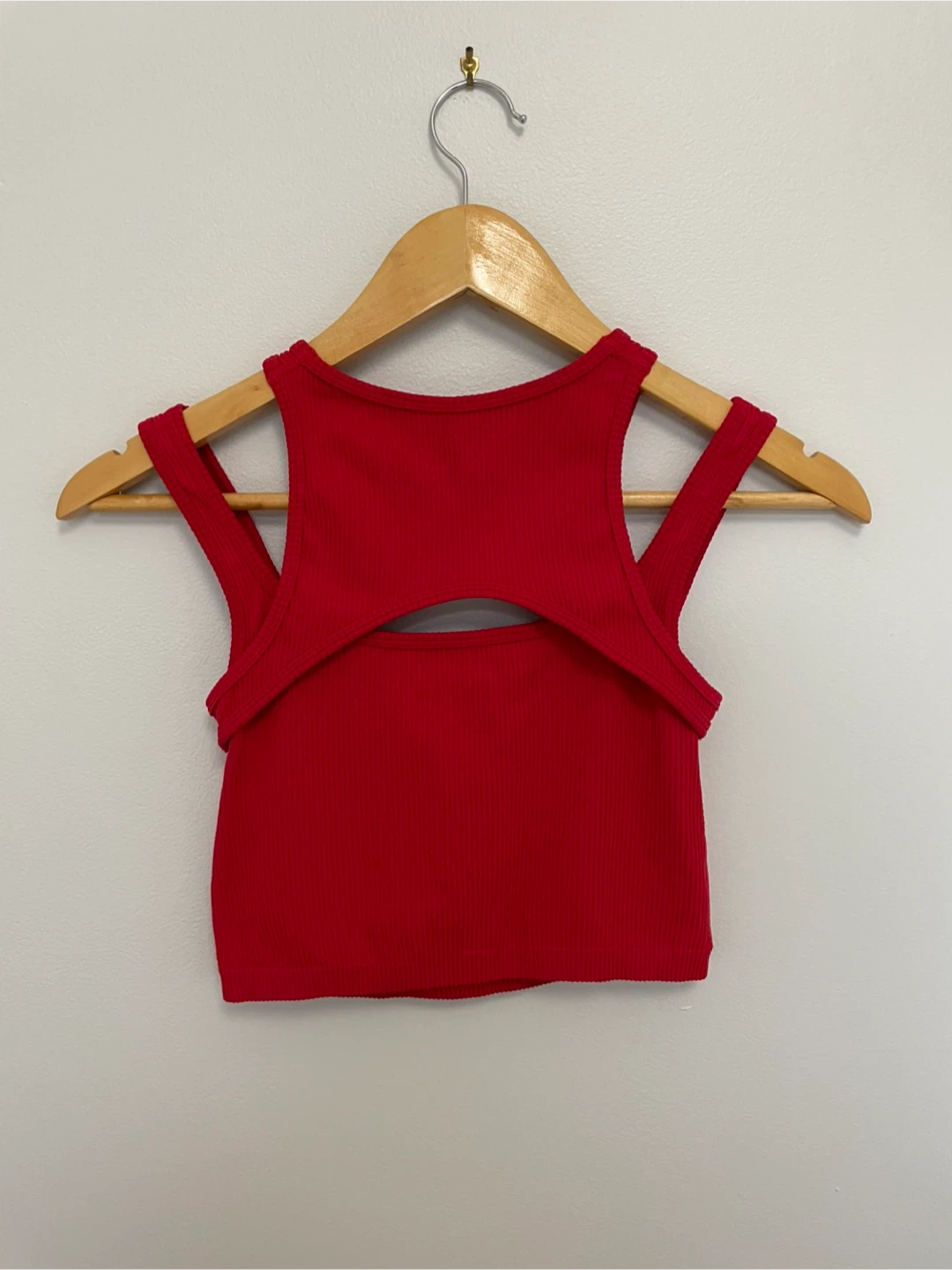 GARAGE | XS Red Layered Cutout Ribbed Crop Top - photo 2