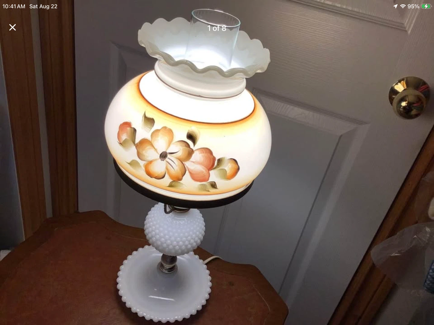 Vt Hurricane Hobnail Milk Glass Table Lamp 🐞