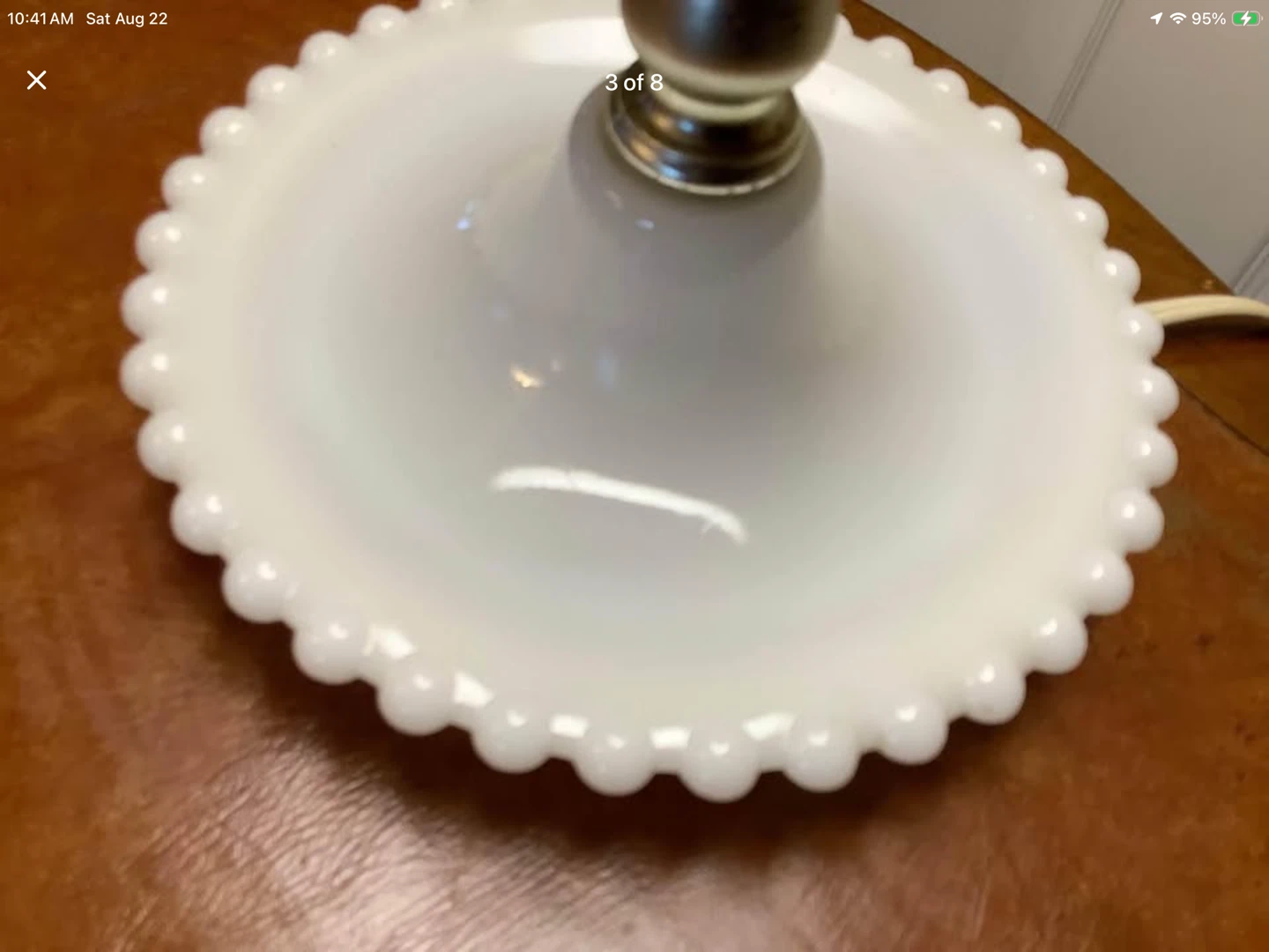 Vt Hurricane Hobnail Milk Glass Table Lamp 🐞 - photo 3