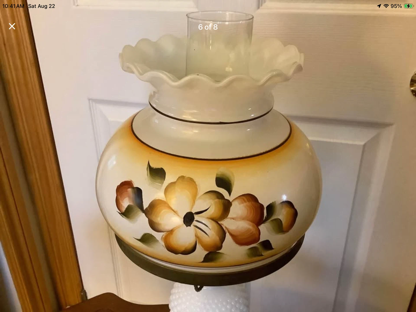 Vt Hurricane Hobnail Milk Glass Table Lamp 🐞 - photo 4
