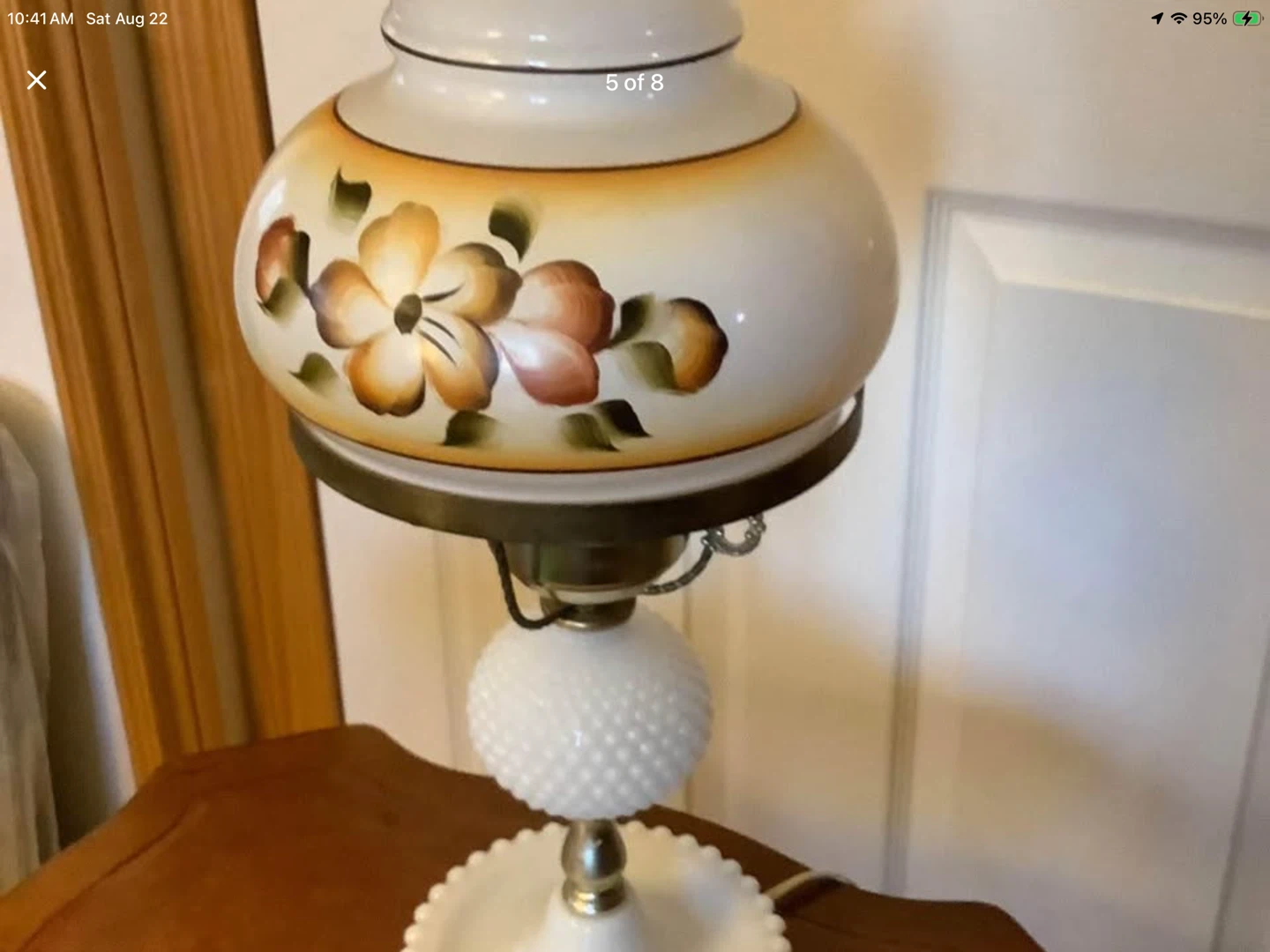 Vt Hurricane Hobnail Milk Glass Table Lamp 🐞 - photo 5