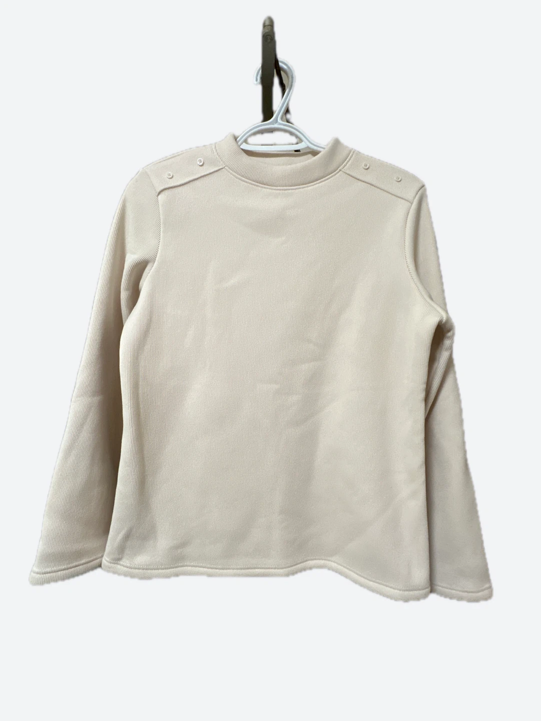 Cream Ribbed Long Sleeve Top