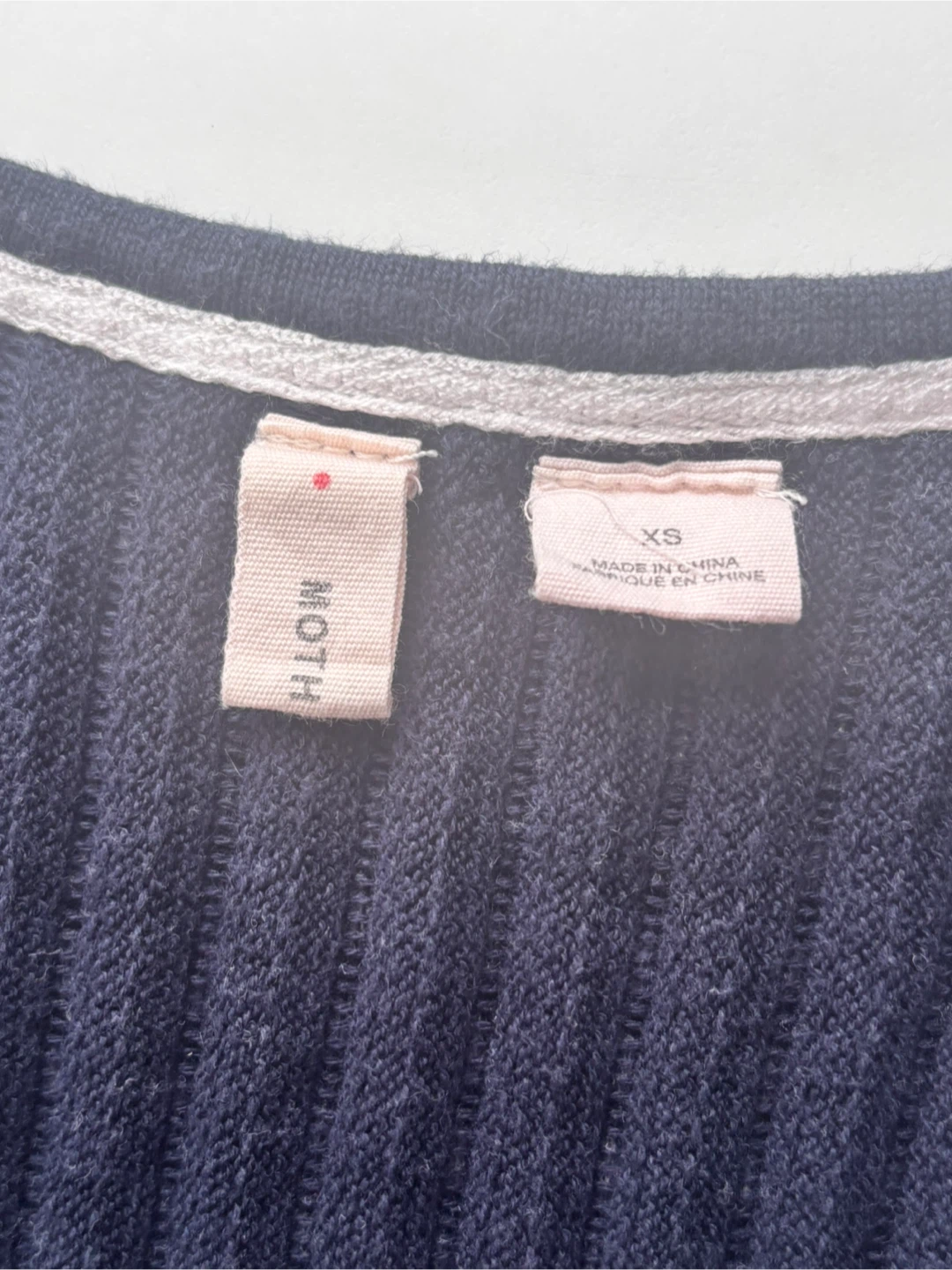 Moth Tank Top XS Navy Pink Knit Pleated - photo 3