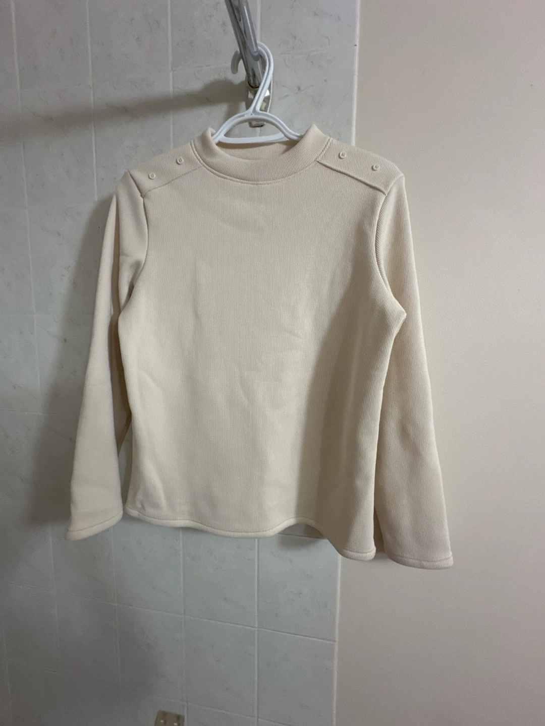 Cream Ribbed Long Sleeve Top - photo 2
