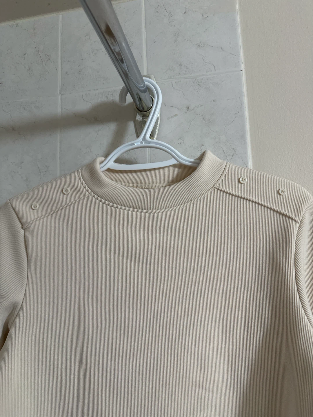 Cream Ribbed Long Sleeve Top - photo 3