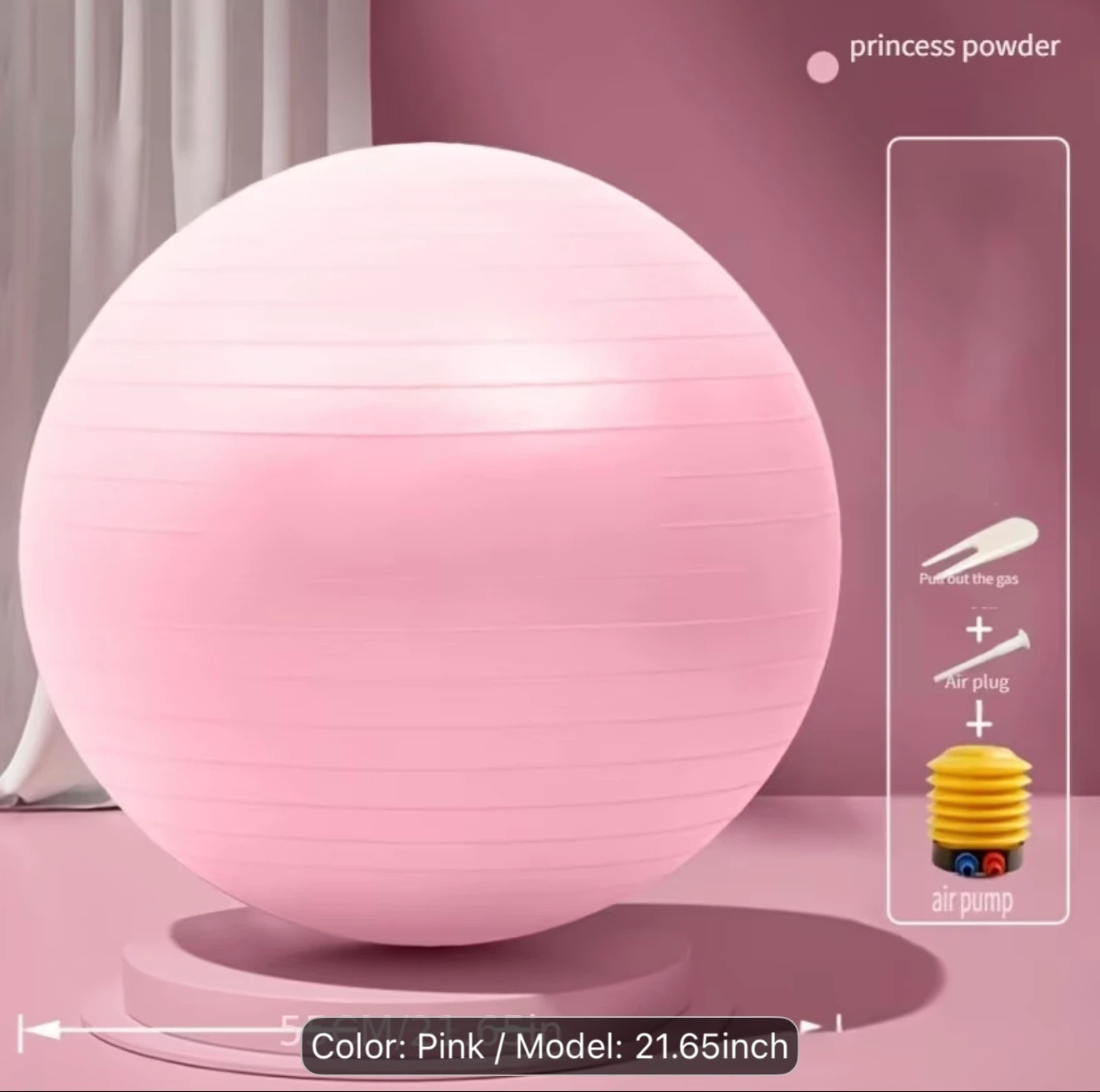 Pink Exercise Ball with Air Pump 55cm - photo 2