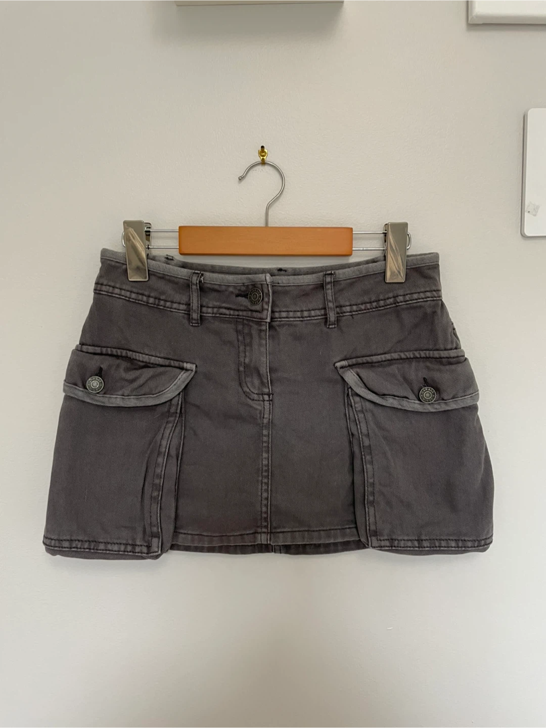GARAGE | XXS Grey Denim Cargo Mini Skirt