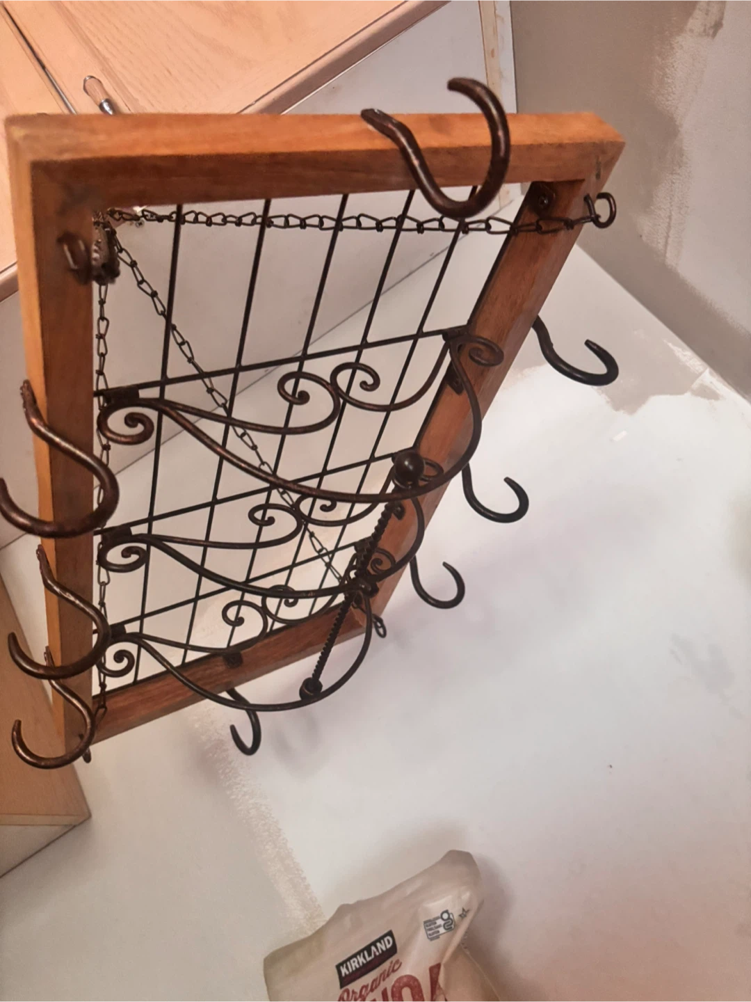 Hanging Pot Rack with Wooden Frame - photo 3