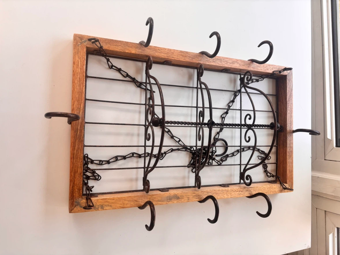 Hanging Pot Rack with Wooden Frame - photo 4