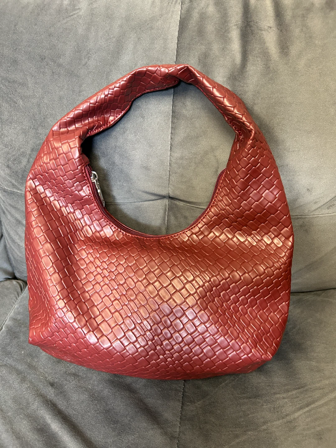 Red Woven Shoulder Bag