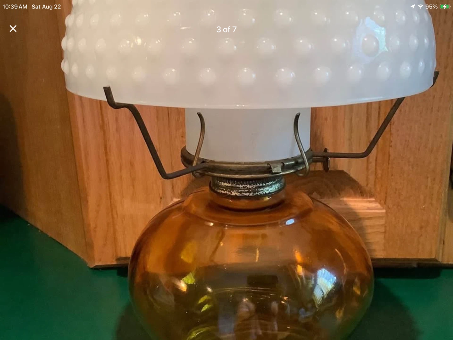 Vt Kersosene/Oil Eagle Lamp w Hobnail Shade 🐞 - photo 3