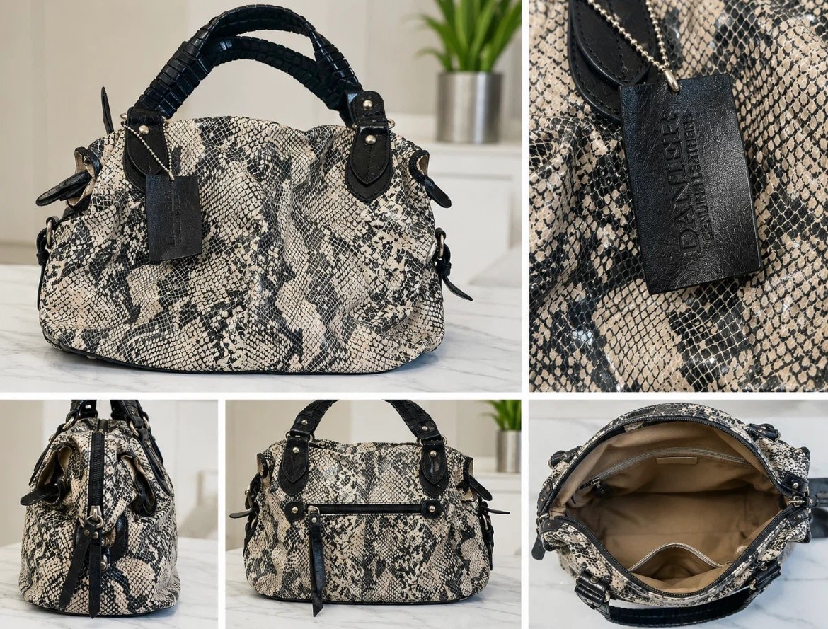 DANIER Genuine Leather Snake Print Shoulder Bag - photo 2